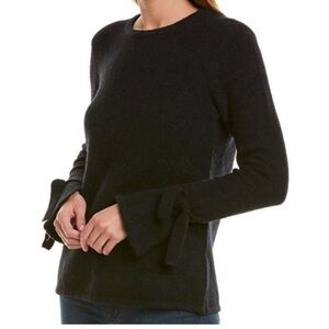J. Mclaughlin Alpaca Wool Blend Sweater Ribbon Tie Cuff Black XS